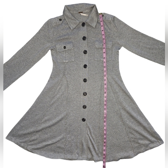 Free People Gray Collared Button Dress Cardigan Size Small - Picture 10 of 16